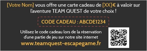 Code cadeau original pour Escape Game